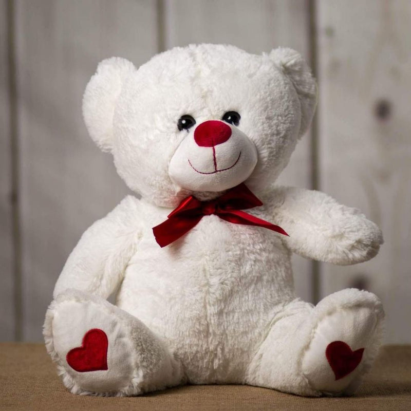 16" Heart Foot Plush Bear